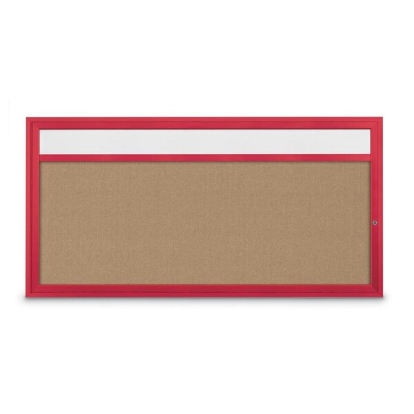 Slim Enclosed Corkboard, 36"x36", Black Alum Frame/Cobalt